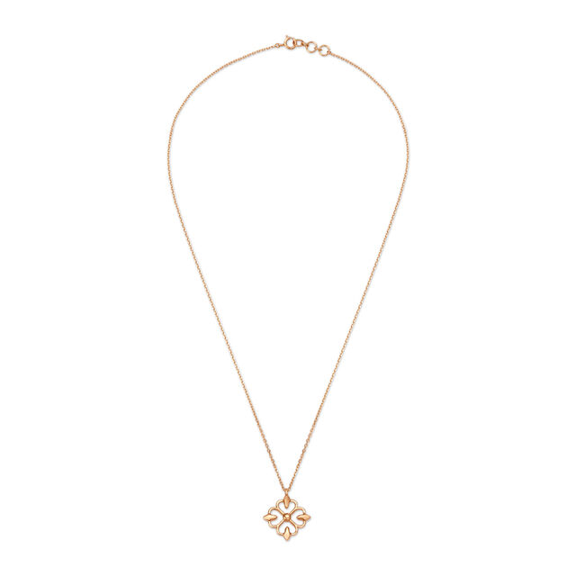 Elegant Floral Gold Pendant with Chain,,hi-res image number null