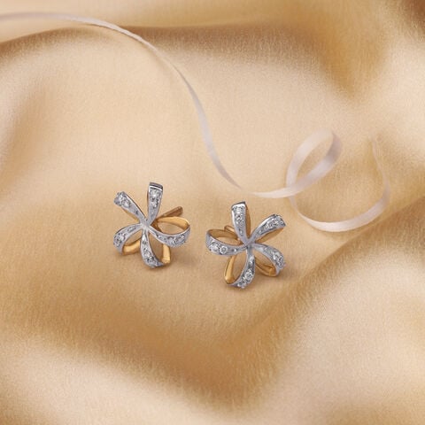 Blooming Floral Traditional Diamond Stud Earrings
