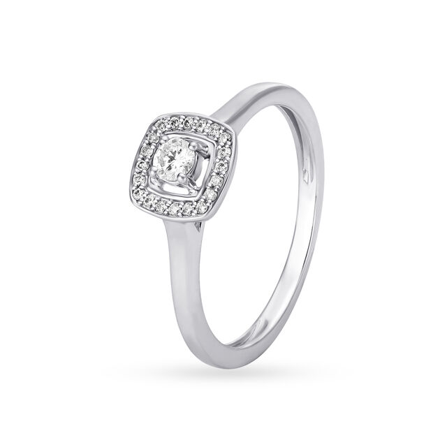 14KT White Gold Diamond Finger Ring,,hi-res image number null