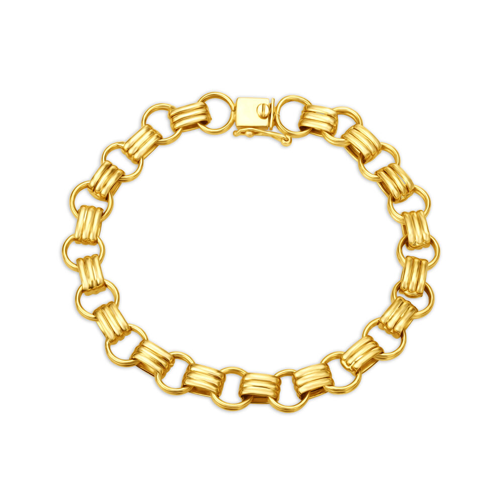 Circle Motif Link Gold Bracelet For Men