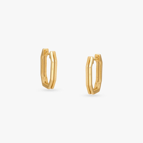Geo-Edge Gold Hoop Earrings