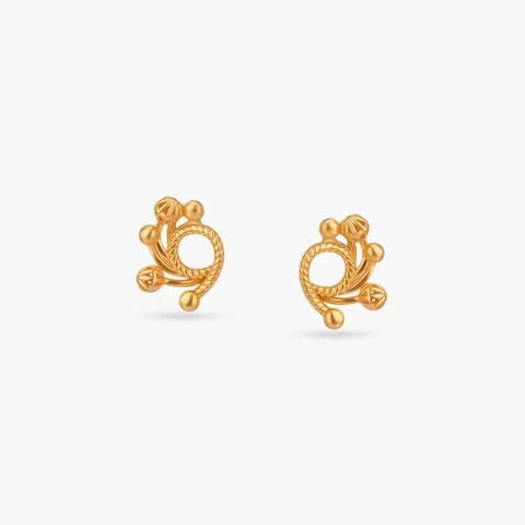 Twinkling Orbit Gold Stud Earrings