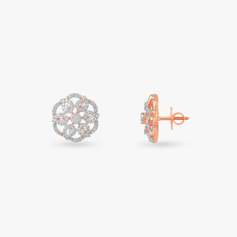 Floral Filigree Diamond Stud Earrings