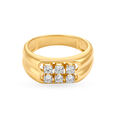 Striking 18 Karat Yellow Gold And Diamond Finger Ring,,hi-res image number null