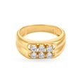 Striking 18 Karat Yellow Gold And Diamond Finger Ring,,hi-res image number null