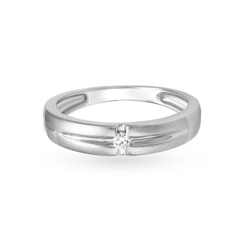 Glam 950 Pure Platinum And Diamond Ridged Finger Ring