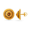 Spectacular Gold Stud Earrings with Enamel,,hi-res image number null