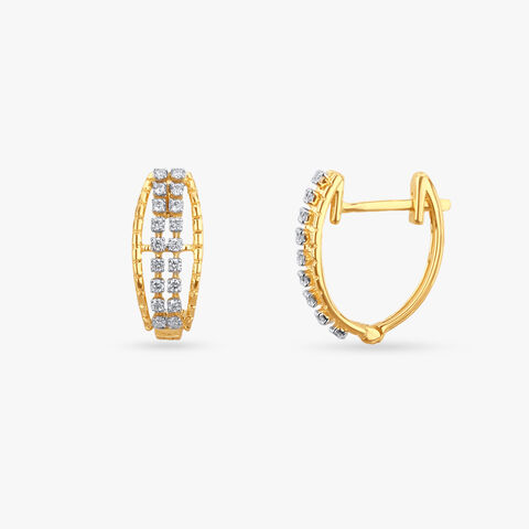 Stylish Grid Diamond Hoop Earrings
