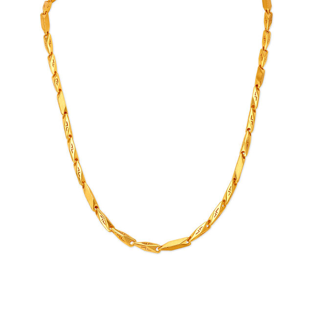 Abstract Carved Hollow Gold Chain For Men