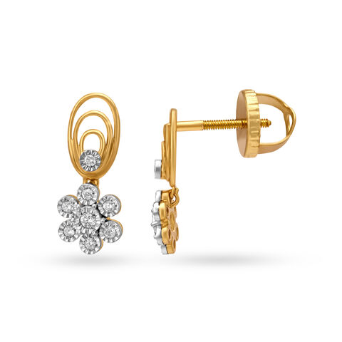 Charming Spirals and Florals Diamond Drop Earrings