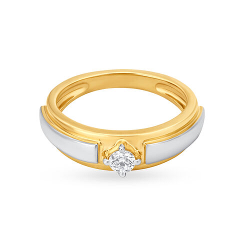 Contemporary 18 Karat Yellow Gold And Diamond Finger Ring