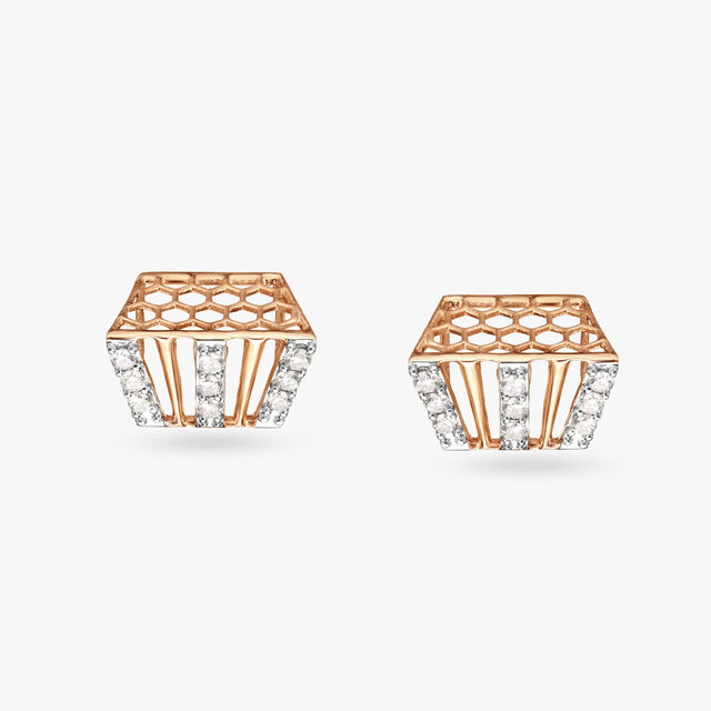 Regal Rose Gold Diamond Stud Earrings