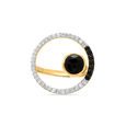 18 KT Yellow Gold Gleaming Circle Diamond and Onyx Ring,,hi-res image number null