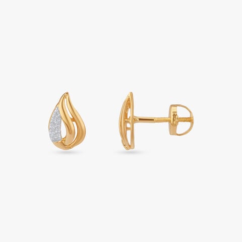 Flowing Leaf Diamond Stud Earrings