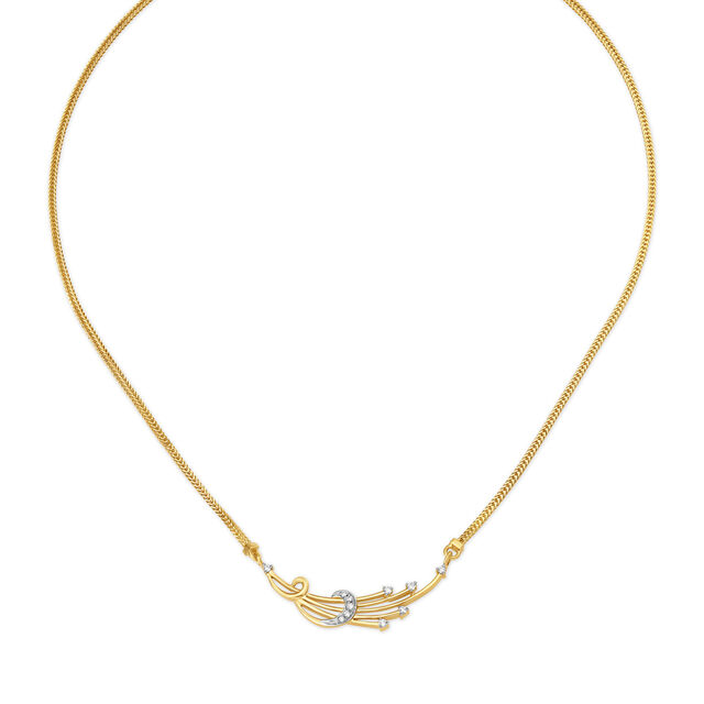 Bold Feather Diamond and Gold Necklace,,hi-res image number null