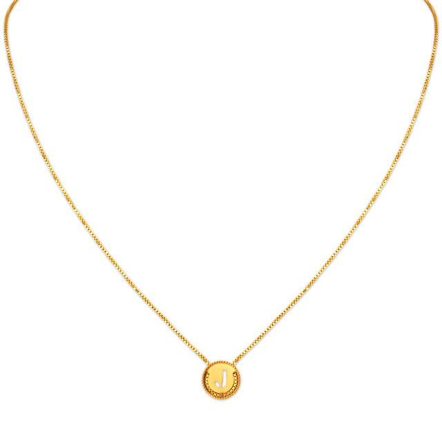 Letter J Gold Pendant with Chain For Kids,,hi-res image number null