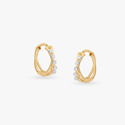 Sculpted Zig Diamond Hoop Earrings