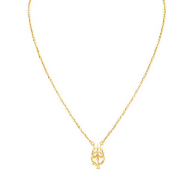 Imposing Trishul Gold Pendant with Chain for Kids,,hi-res image number null
