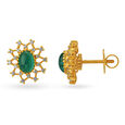 Intriguing 18 Karat Yellow Gold And Diamond Artsy Flower Stud Earrings,,hi-res image number null