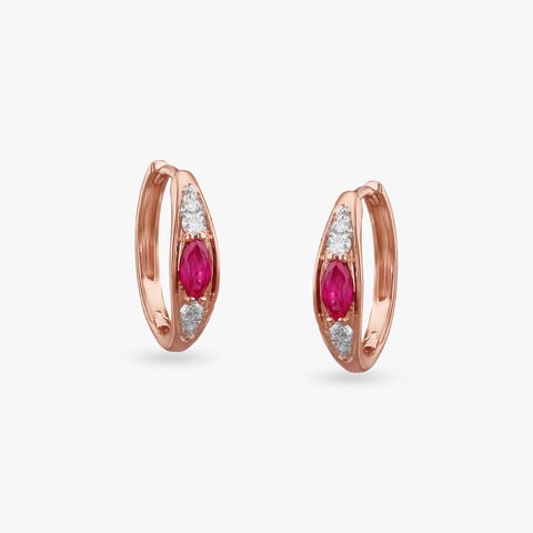 Crimson Glint Diamond Hoop Earrings