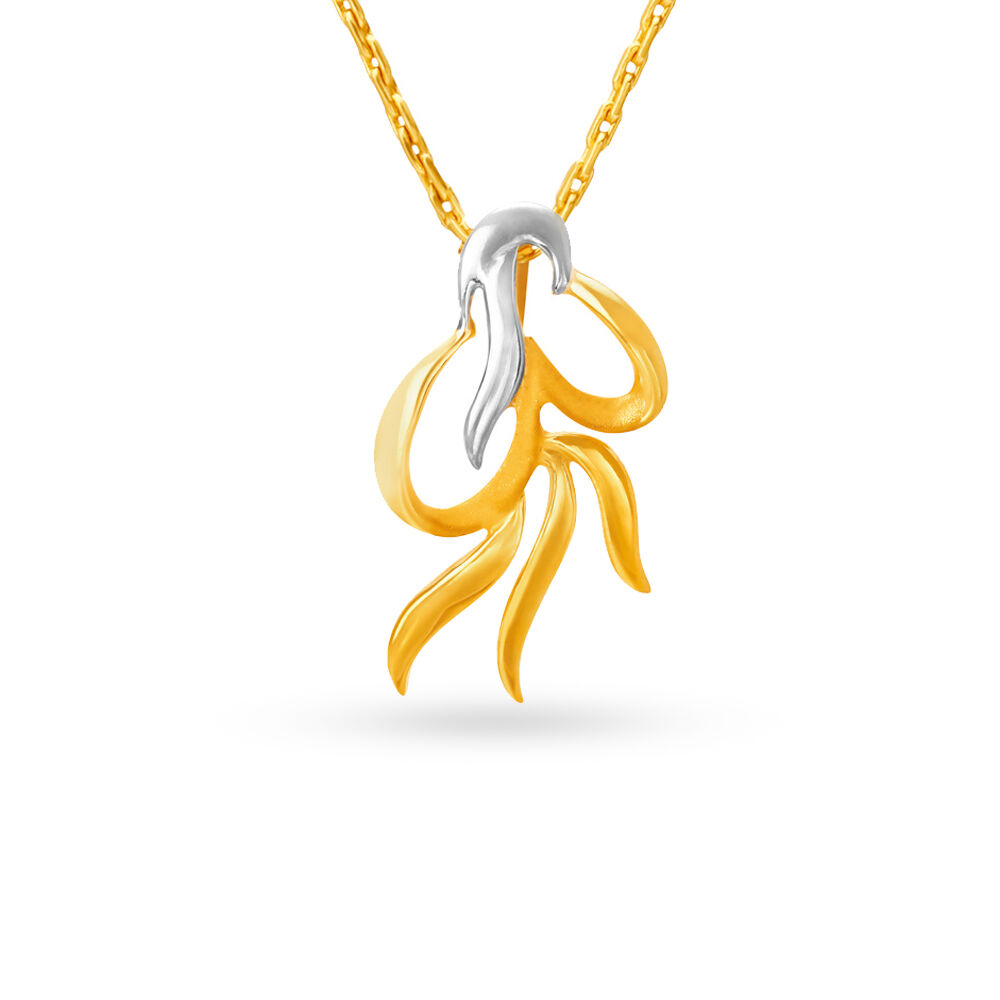 Simple Yellow Gold Pendant and Earrings Set