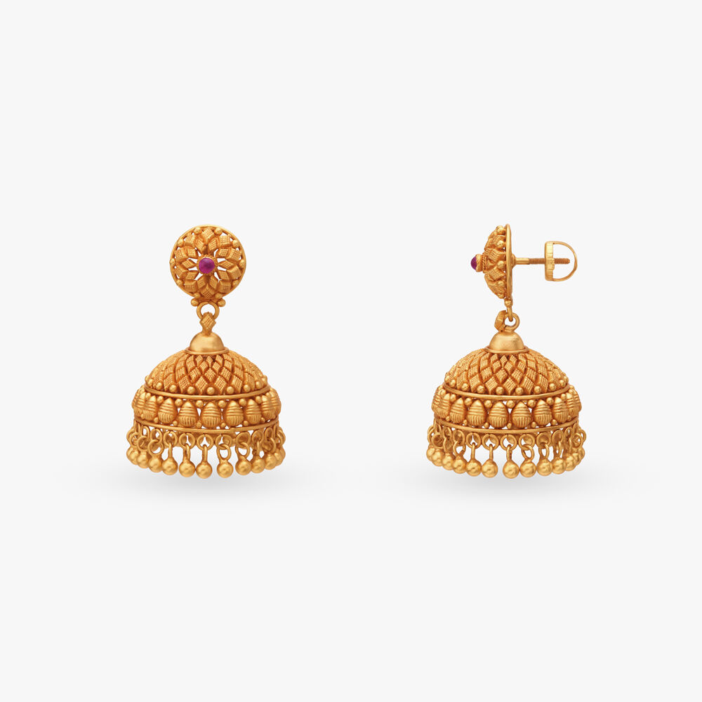 Tanishq jhumka design gold sale