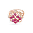 Glamorous Floral Ruby Studded Gold Finger Ring,,hi-res image number null
