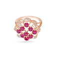 Glamorous Floral Ruby Studded Gold Finger Ring,,hi-res image number null