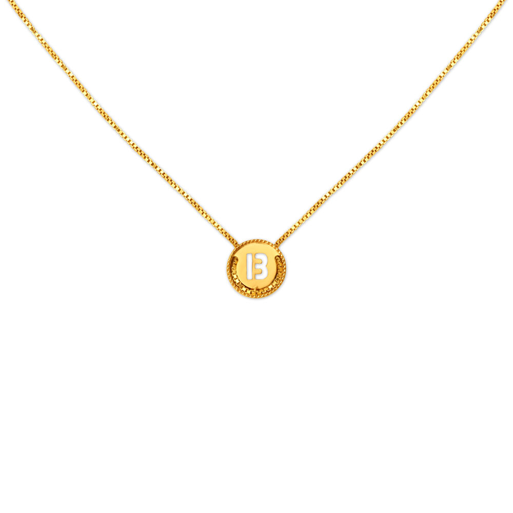 Letter B Gold Pendant with Chain For Kids