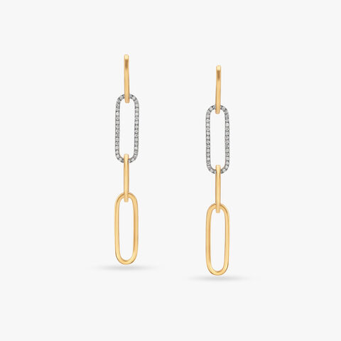 Golden Serenity Diamond Drop Earrings