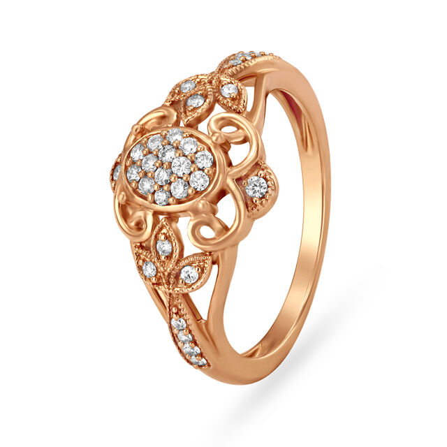 Majestic Floral Gold and Diamond Finger Ring