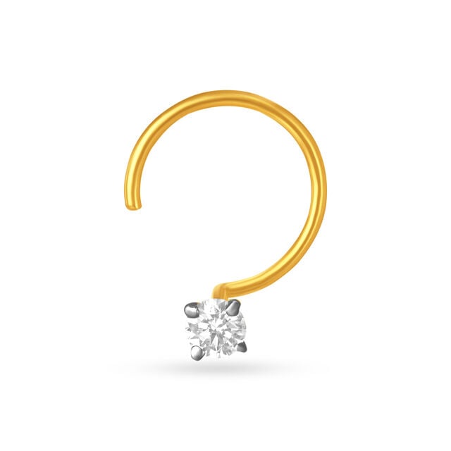 Single Stone Gold and Diamond Nose Pin,,hi-res image number null