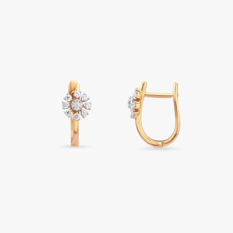 Daisy Burst Diamond Gold Hoop Earrings