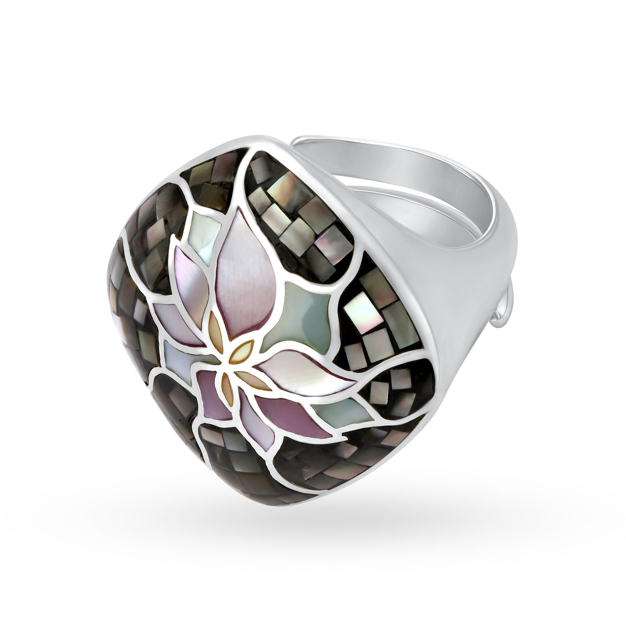 Charming Floral White Platinum Finger Ring