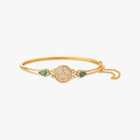 Enchanted Glow Open Polki Gold Bangle