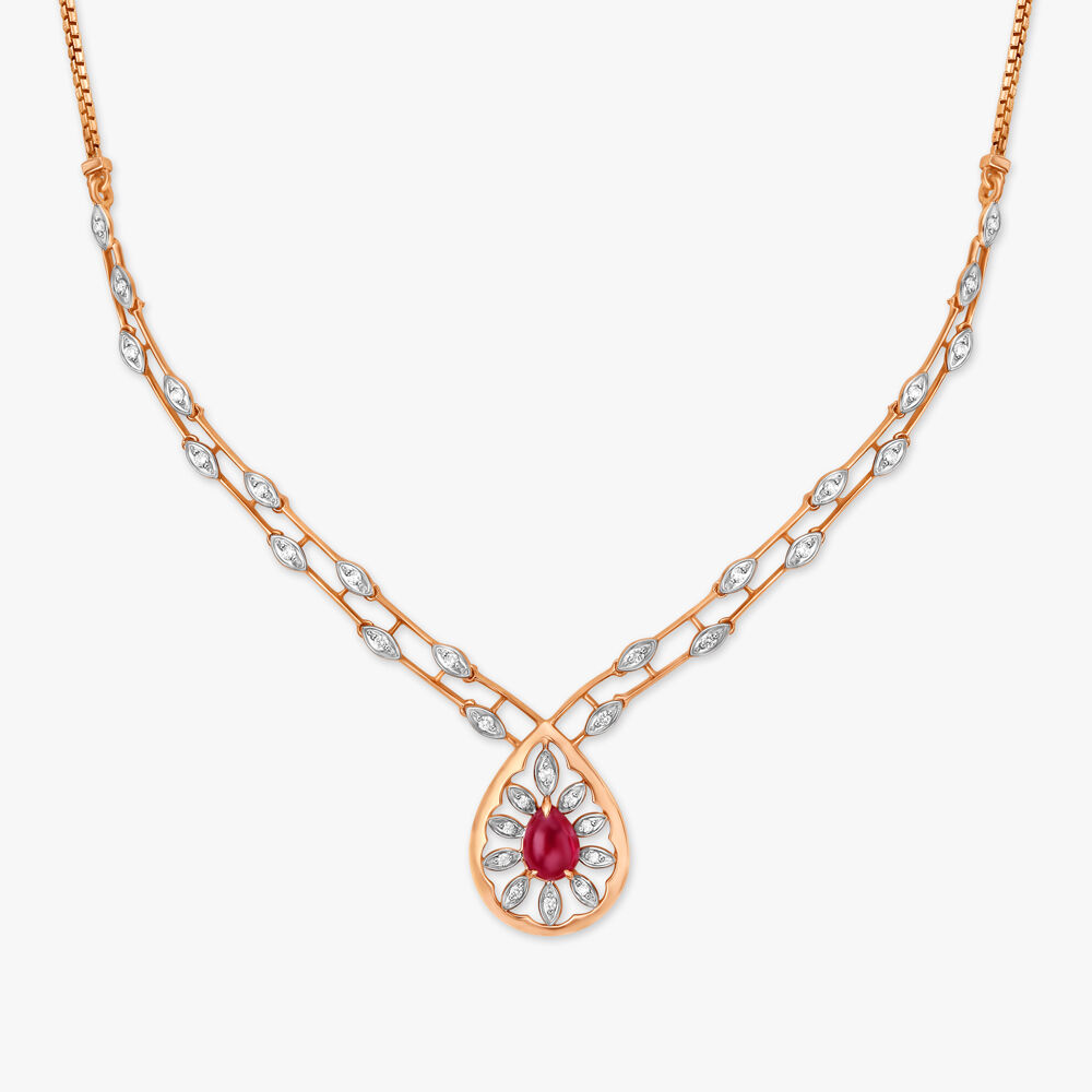 Ruby Leaf Diamond Necklace