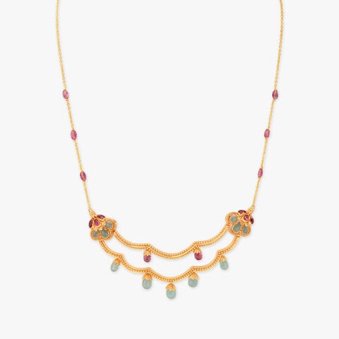 Floral Drape Gold Necklace Set