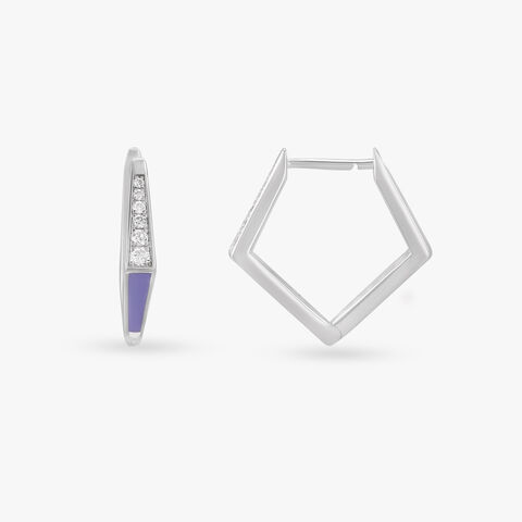 Chic Angled Diamond Hoop Earrings
