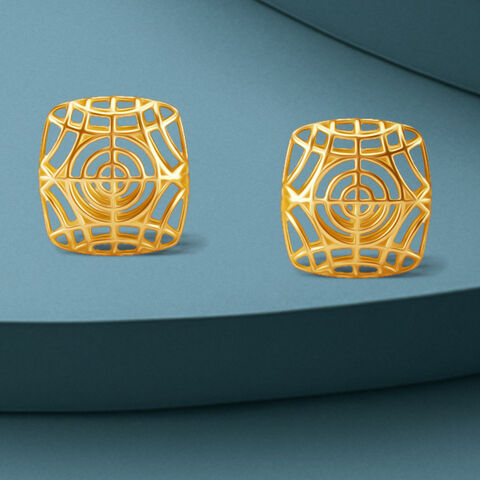 Enchanted Grid Gold Stud Earrings