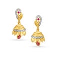 Traditional Carved Leaf Motif Gold Jhumka Earrings,,hi-res image number null