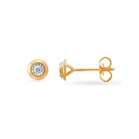 Dainty Magnificent Gold and Diamond Stud Earrings