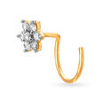 Sparkly Floral Gold and Diamond Nose Pin,,hi-res image number null