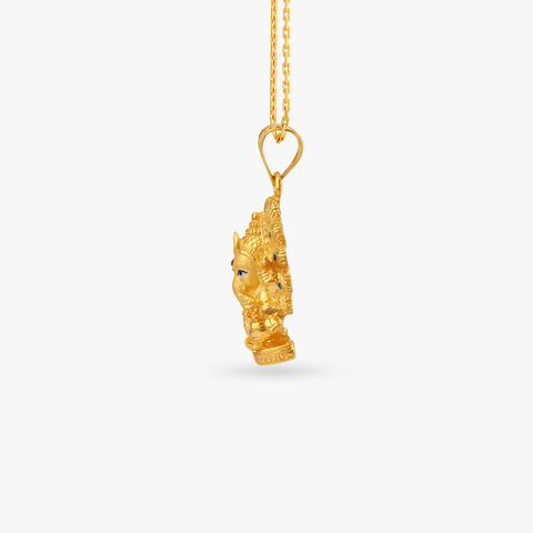 Peacock Crown Ganesha Gold Pendant