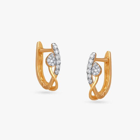 Abstract Leaf Diamond Hoop Earrings