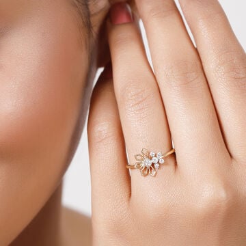 14KT Yellow Gold Enchanted Wildflower Diamond Finger Ring