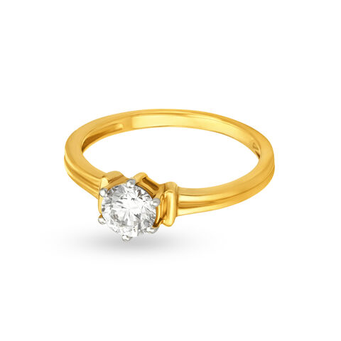 Charming Solitaire Look Ridged Solitaire Ring