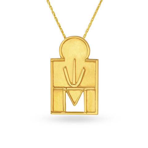 Contemporary Enamouring Gold Thali Pendant
