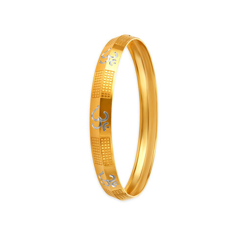 Om Engraved Spiritual Gold Kada For Men