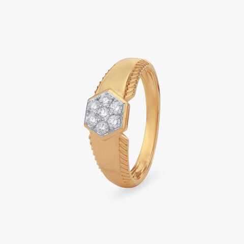 Bold Hexagon Diamond Ring For Men