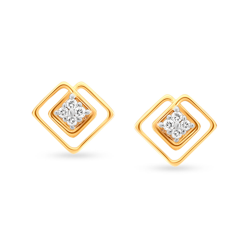 Amazon.com: Solid 10K Yellow Gold 8mm Elegant Flower Cluster Round Diamond  Stud Earrings Pave Setting Secure Screw Back: Clothing, Shoes & Jewelry